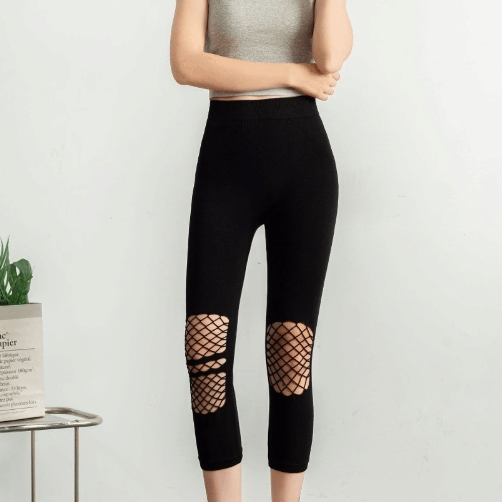 High Waist Leggings - 新しい中空デザインの女性用メッシュレギンス、通気性のある透かし彫りメッシュヨガパンツ、ハイウエストストレッチカジュアルレギンス、女性用ウェア