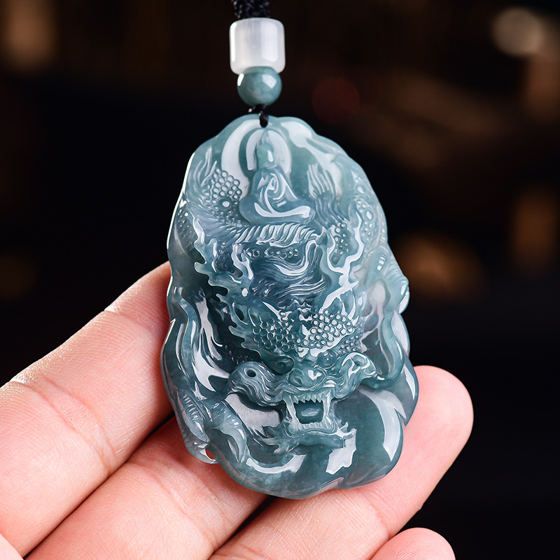 Women Fashion Necklace - 天然ビルマ翡翠ドラゴンペンダントネックレスヴィンテージデザイナーファッション本物の翡翠高級ジュエリーアクセサリー女性へのギフト