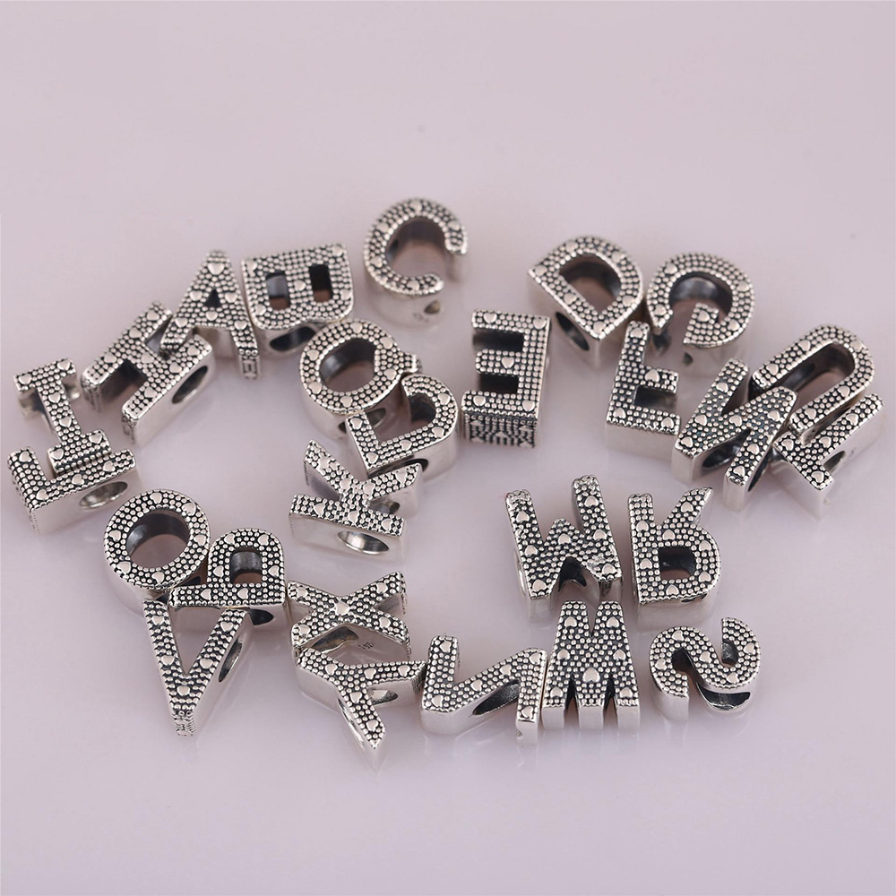 Women'S Fashion From The 20S - 925スターリングシルバービーズ アルファベット文字 A B C D