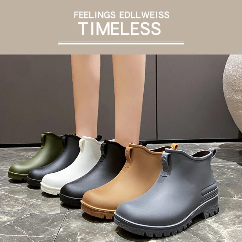 Women'S Fashion Rain Boots - カップルファッションレインブーツ屋外防水耐摩耗性靴女性釣りキャンプゴム靴 PVC 女性のレインブーツ