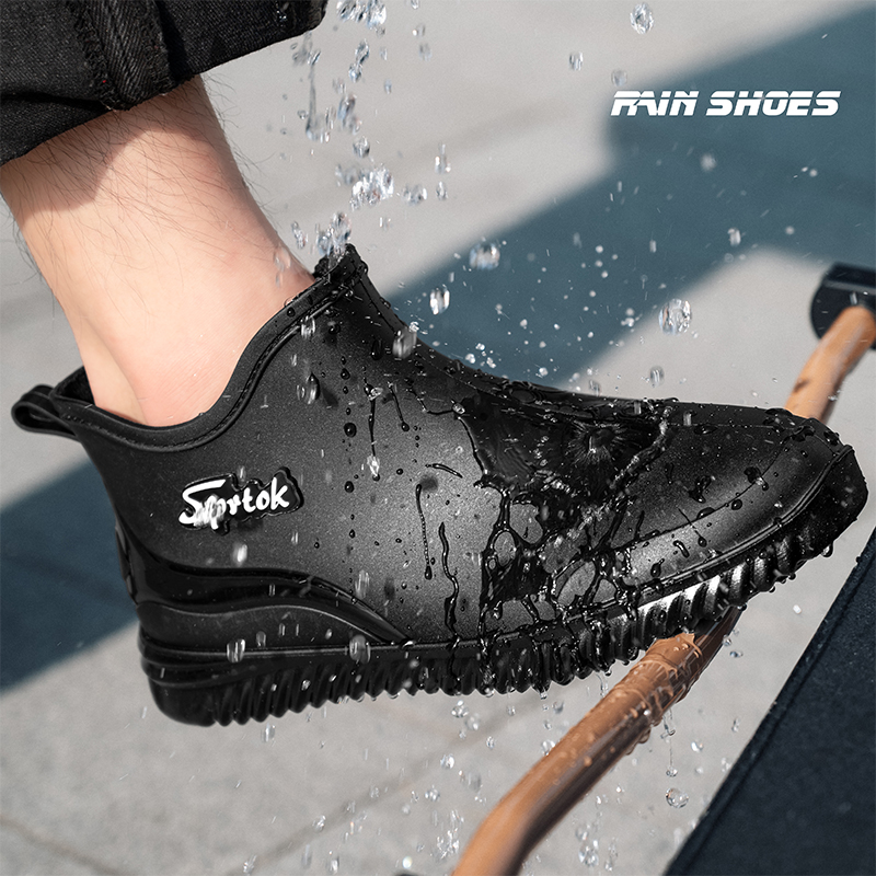 Women'S Fashion Rain Boots - 男性と女性のためのアンクルレインブーツ,滑り止め,耐久性のあるゴム靴,防水,ショート,大人,ファッショナブル,雨の日に適しています
