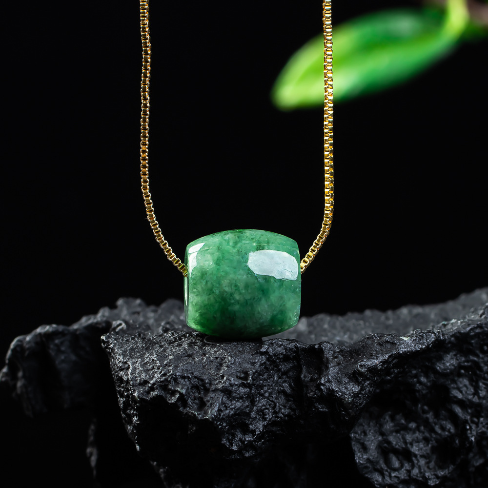 Women Fashion Necklace - 天然本翡翠ビーズペンダントミャンマー翡翠ネックレスデザイナーお守りファッション高級ヴィンテージ宝石ギフト女性のための