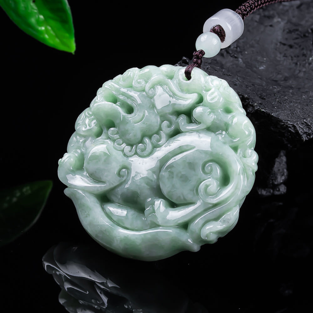 Women Fashion Necklace - 天然ミャンマー翡翠貔貅ペンダントネックレス彫刻お守りファッション本物の翡翠のお守りアクセサリーデザイナーギフト女性のための