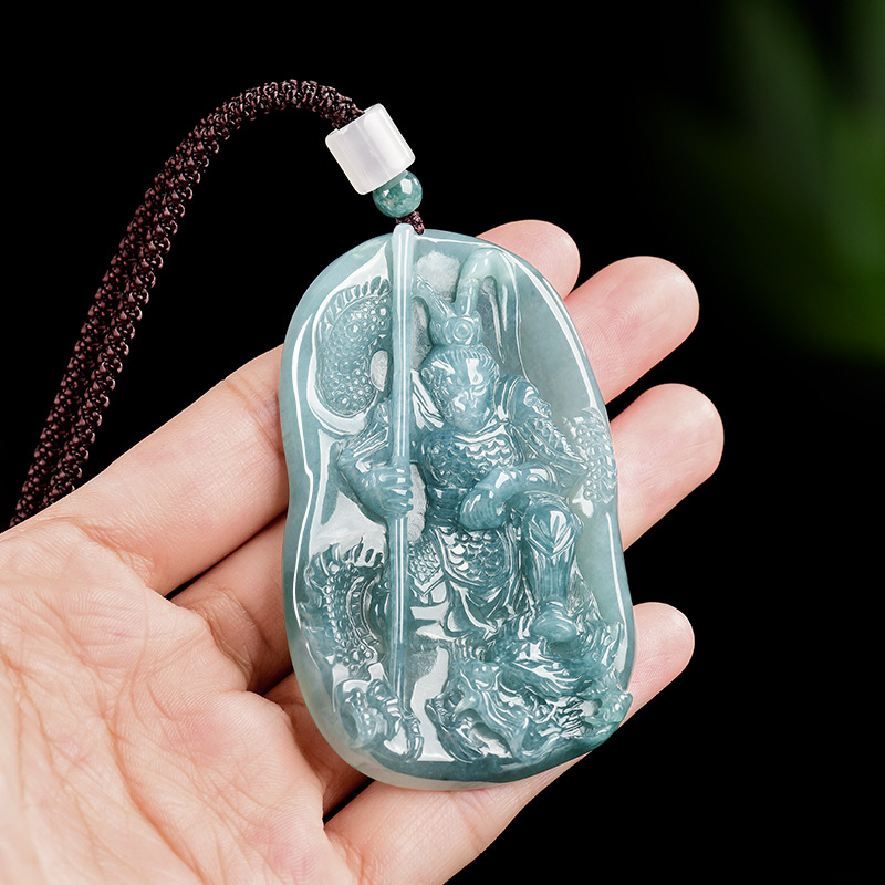 Women Fashion Necklace - ビルマ翡翠猿王ペンダントネックレスヴィンテージ高級ギフト女性用ファッションアクセサリービルマ翡翠彫刻お守り