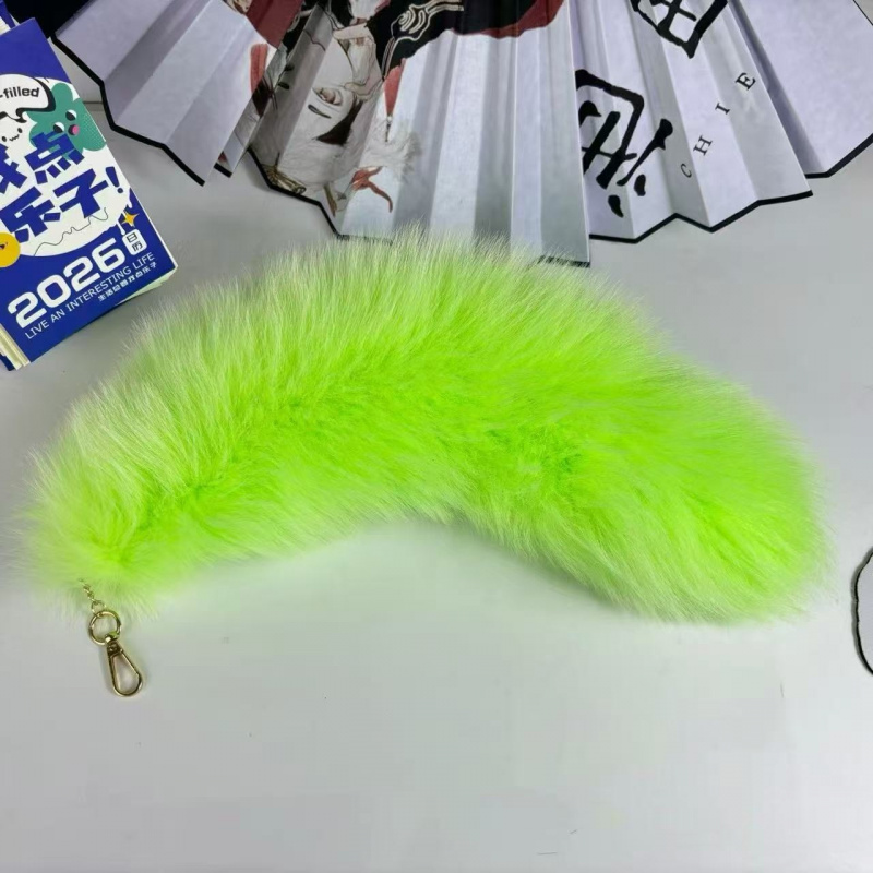 Women'S Real Y2K Fashion - 2026年リアル天然キツネの毛皮の尻尾キーホルダーY2K美しいバッグアクセサリーキツネの尻尾キーホルダー長さ40cm女性用車キーホルダー