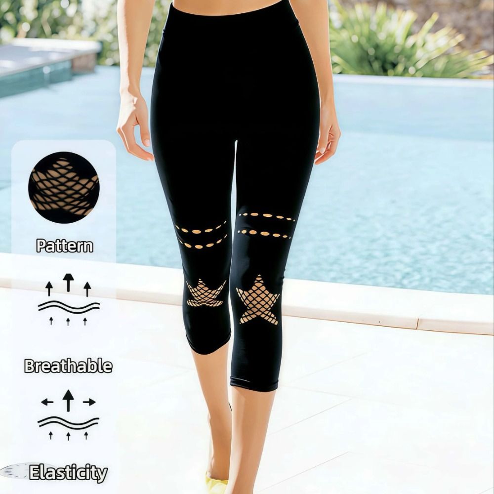 新しい中空デザインの女性用メッシュレギンス、通気性のある透か - High Waist Leggings のレビューと価格