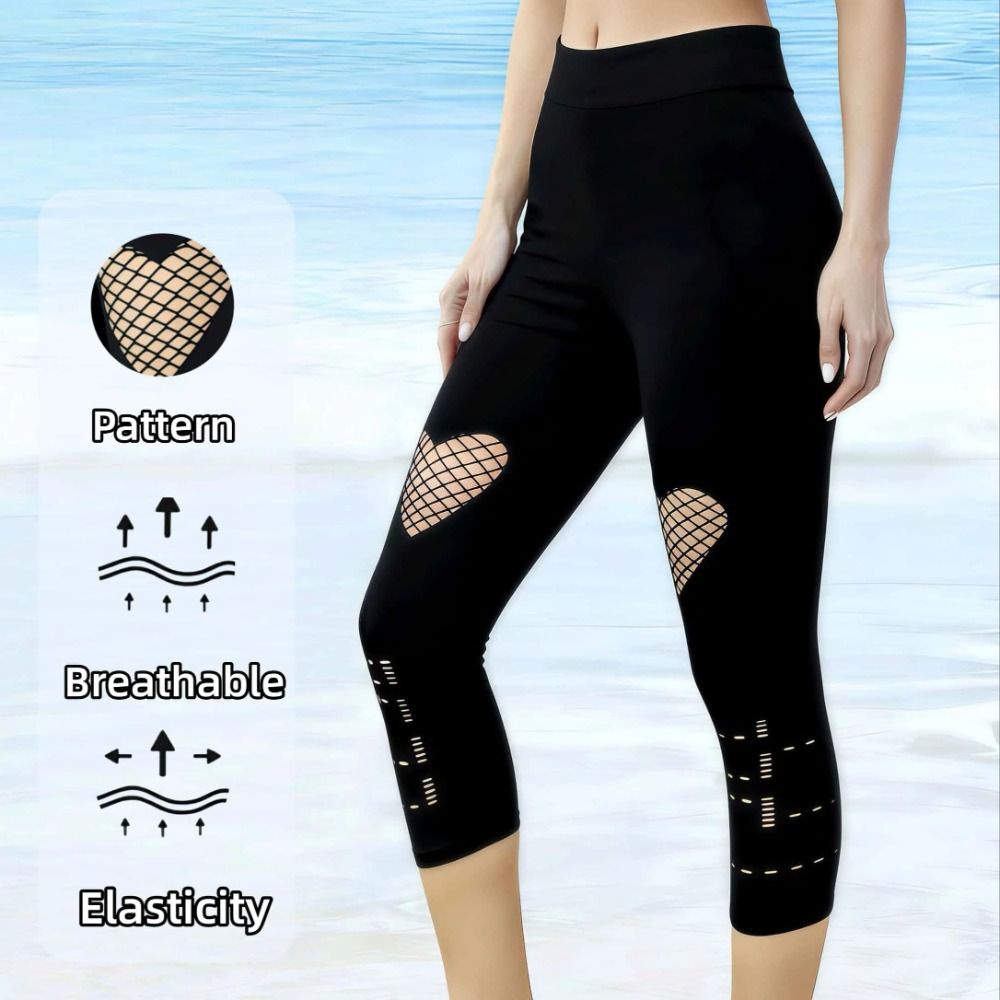 新しい中空デザインの女性用メッシュレギンス、通気性のある透か - High Waist Leggings のレビューと価格
