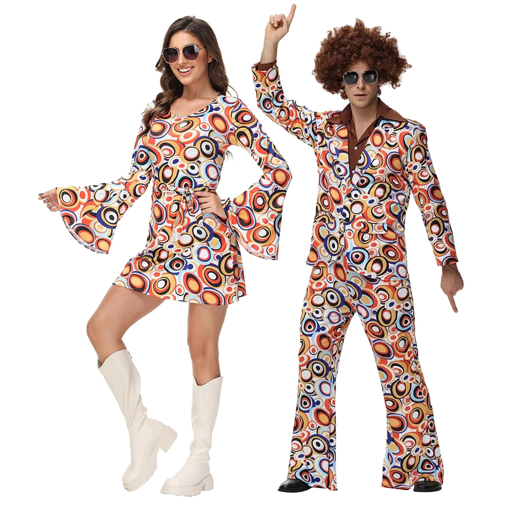 男性女性レトロ 70 年代 80 年代ヒッピー衣装ディスコロ - Women'S Fashion From The 70S のレビューと価格