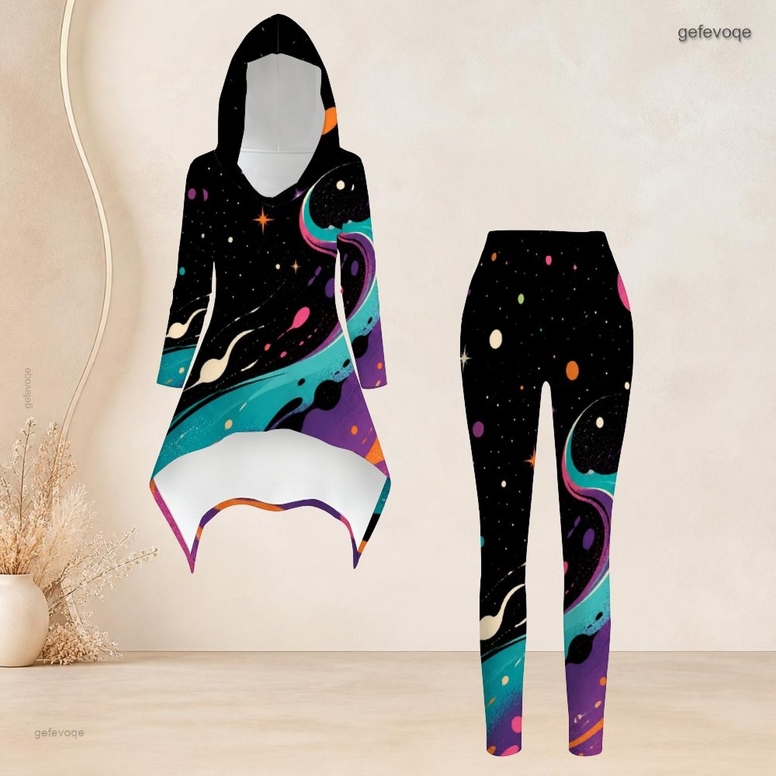 ファッションレディースカジュアル2ピースセット、フード付き長 - High Waist Leggings のレビューと価格