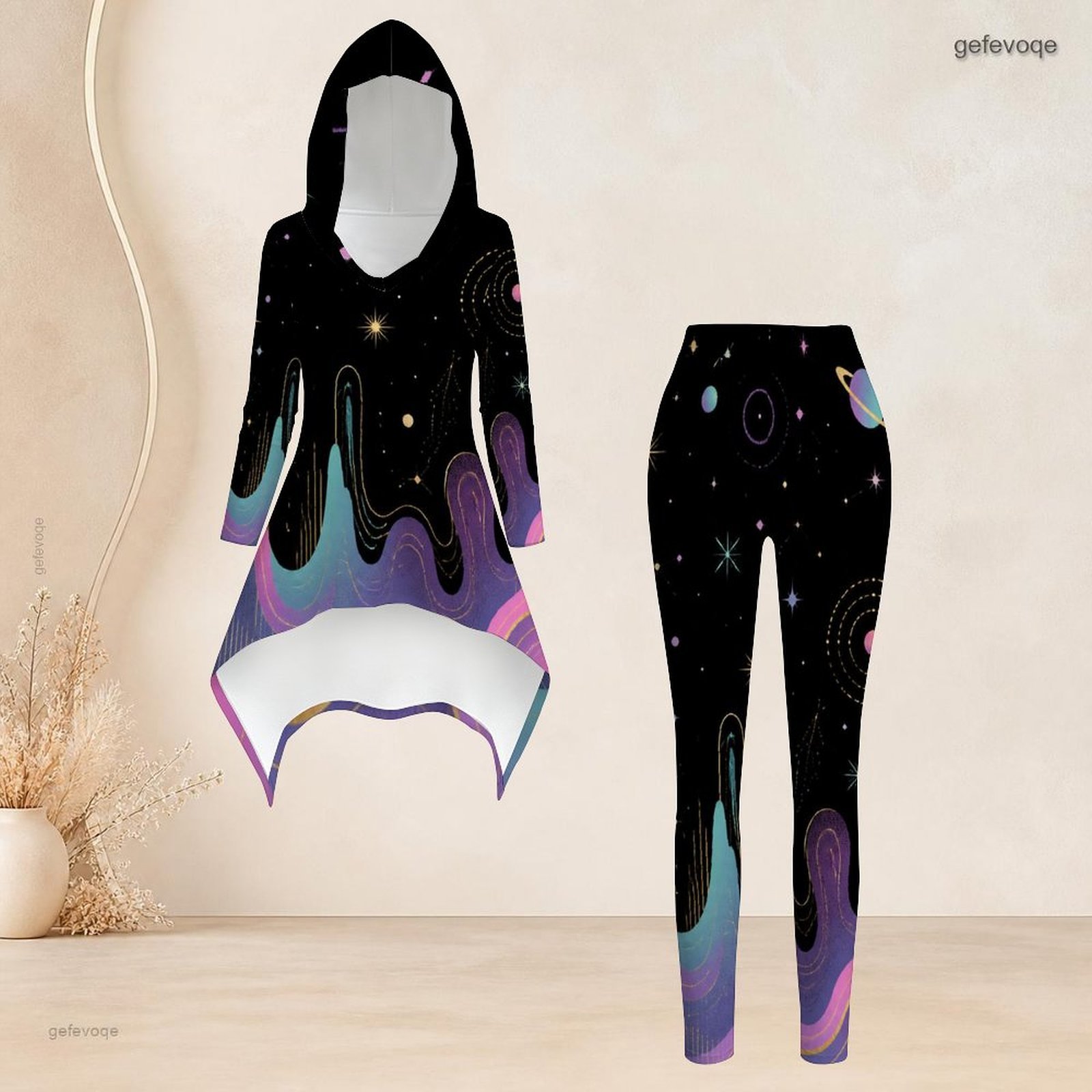 ファッションレディースカジュアル2ピースセット、フード付き長 - High Waist Leggings のレビューと価格
