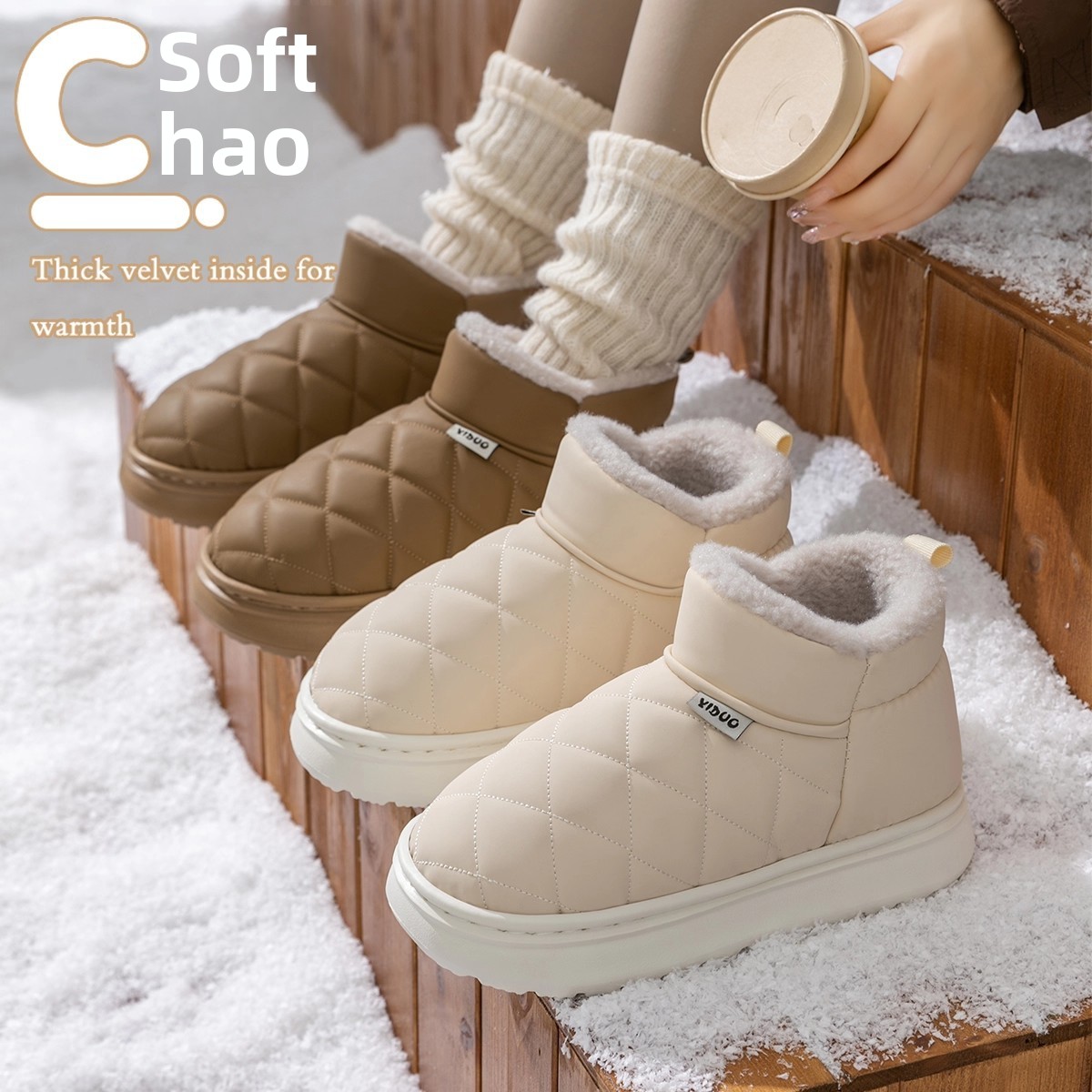 女性用冬用防水スノーブーツ、プラットフォーム、滑り止め、ファ - Women'S Fashion Rain Boots のレビューと価格