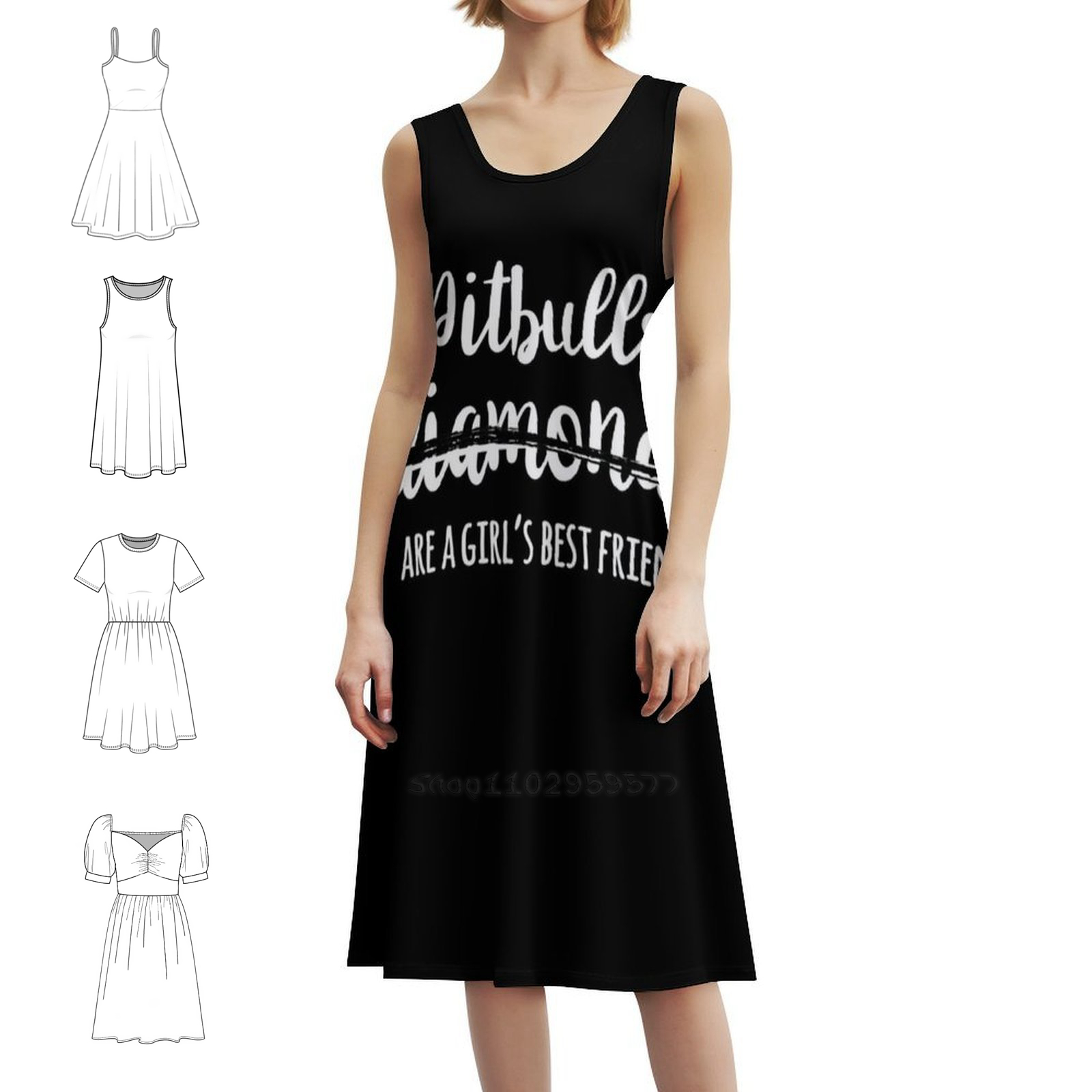 ピットブルは女の子の親友です 花柄スモックドレス 女性用 春 - Smocked Dress Women のレビューと価格