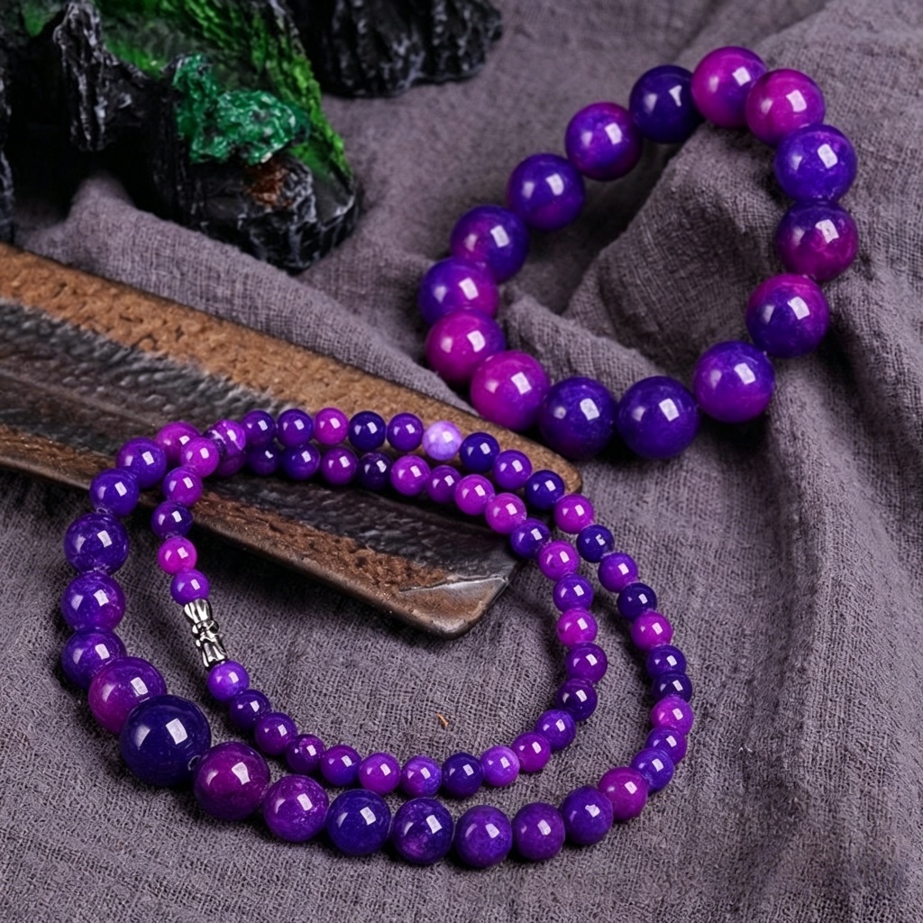 天然本翡翠ビーズブレスレットネックレスビーズバングル高級お守 - Women Fashion Necklace のレビューと価格