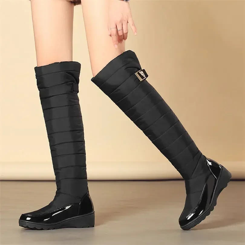 女性用ハイハイウェーブーツ,厚底ヒール付きの暖かくて防水性の - Women'S Fashion Rain Boots のレビューと価格