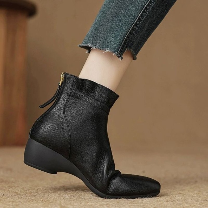 冬の女性用ミッドカーフレザーブーツ、フリル付きポインテッドト - Women'S Fashion Rain Boots のレビューと価格