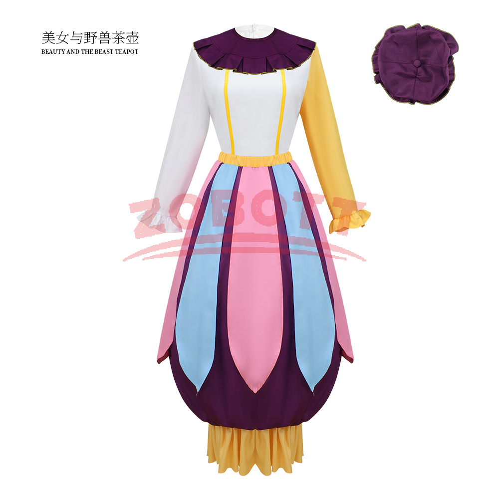 ティーポットミセスポッツコスプレ長袖カラフルなドレス帽子衣装 - Women'S Fashion Hats のレビューと価格