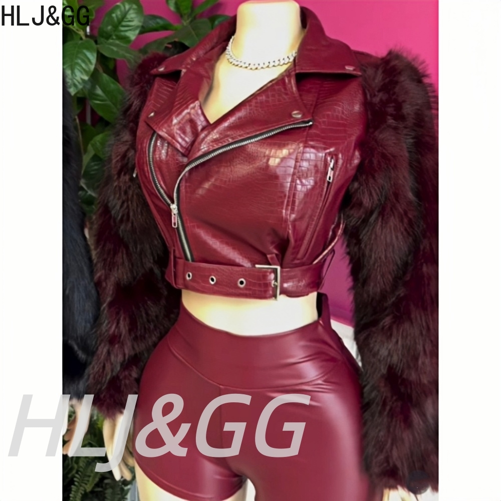 HLJ&GG トレンドファッション毛皮パッチワークレザージャ - Women'S Fashion Leather Jacket のレビューと価格