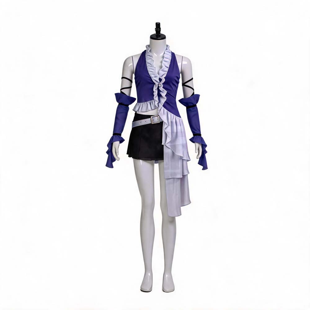 女性用ファンタジーゲーム風ホルターネックコスプレ衣装、パープ - Asymmetric Top Women のレビューと価格