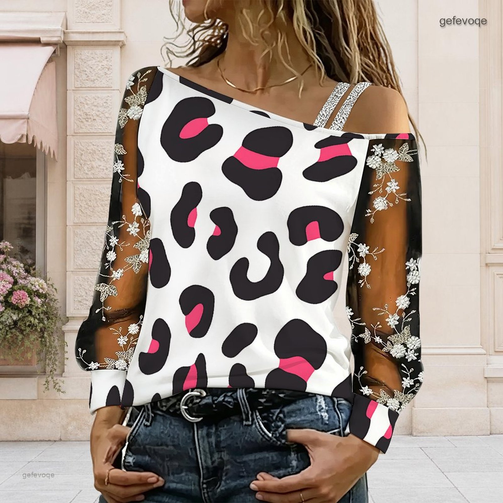 女性用オフショルダーブラウス、アシンメトリーなワンショルダー - Asymmetric Top Women のレビューと価格