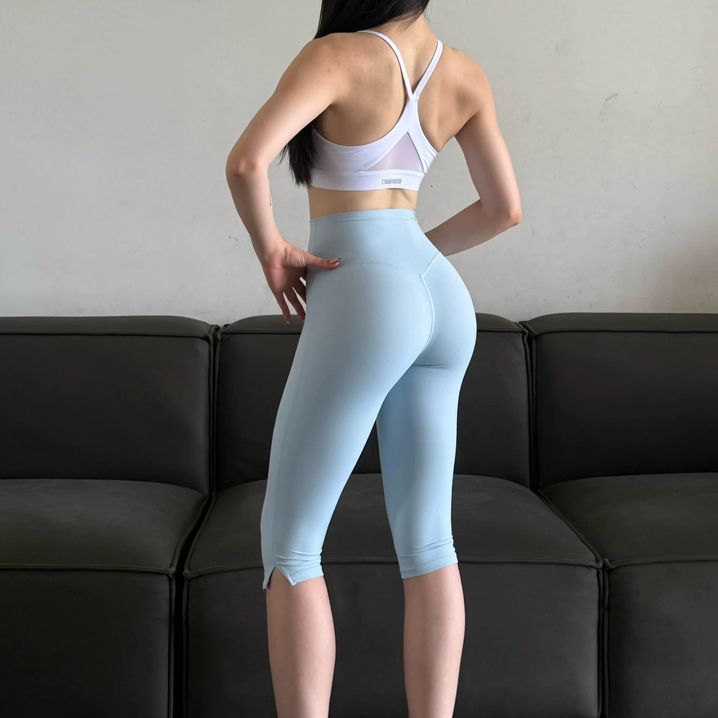 ハイウエストスリットヘムスリミングカプリレギンス、フィットし - High Waist Leggings のレビューと価格
