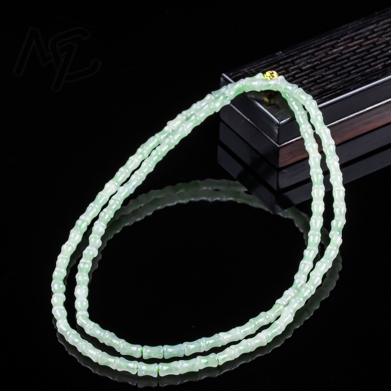 新しい本物の天然良質な翡翠竹のブレスレットネックレス、彫刻チ - Women Fashion Necklace のレビューと価格