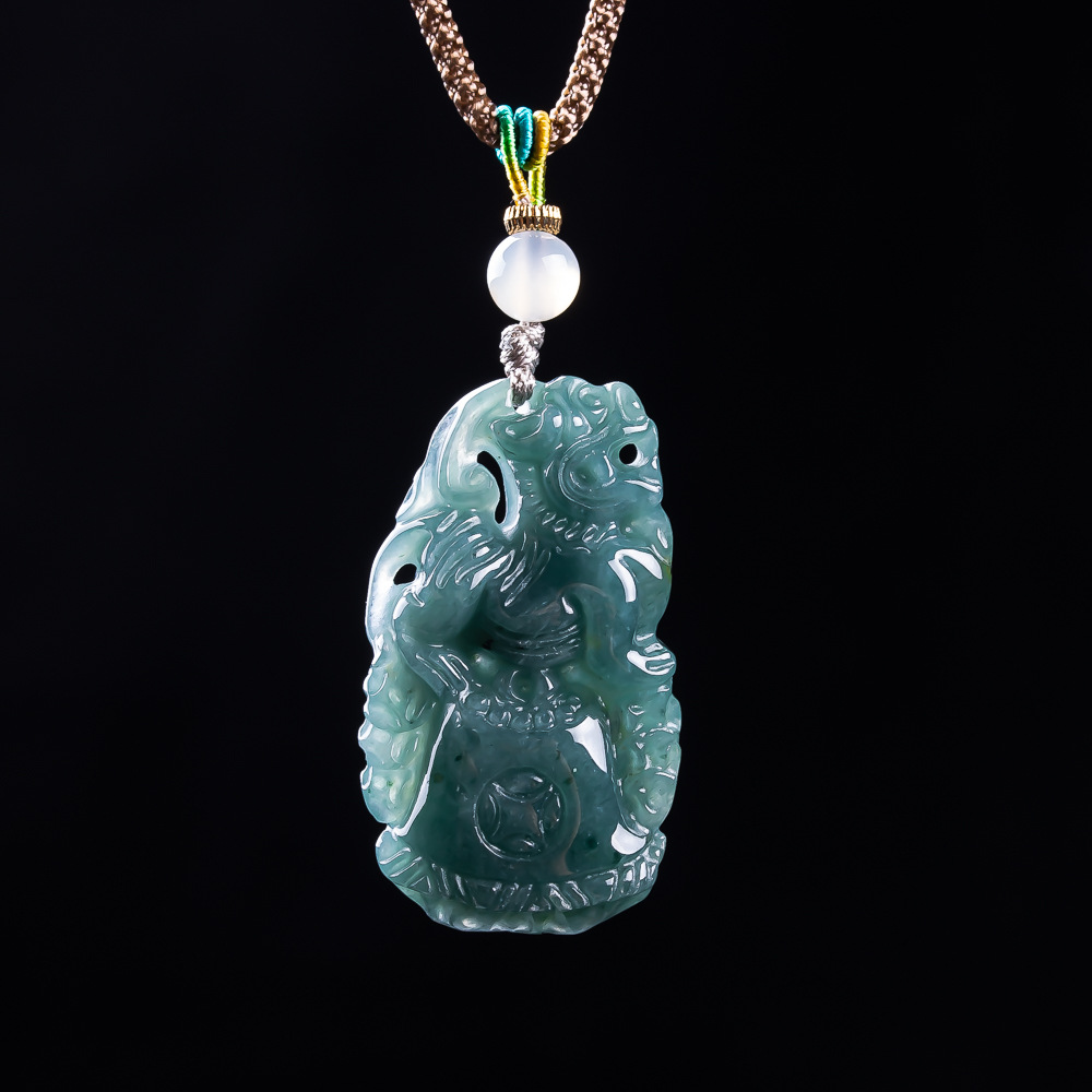 ビルマ翡翠貔貅ペンダントデザイナー宝石お守り本物の翡翠アクセ - Women Fashion Necklace のレビューと価格