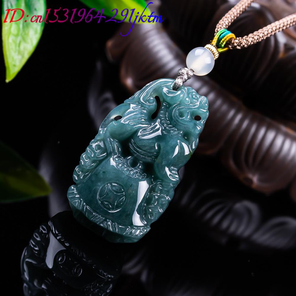 ビルマ翡翠貔貅ペンダントデザイナー宝石お守り本物の翡翠アクセ - Women Fashion Necklace のレビューと価格