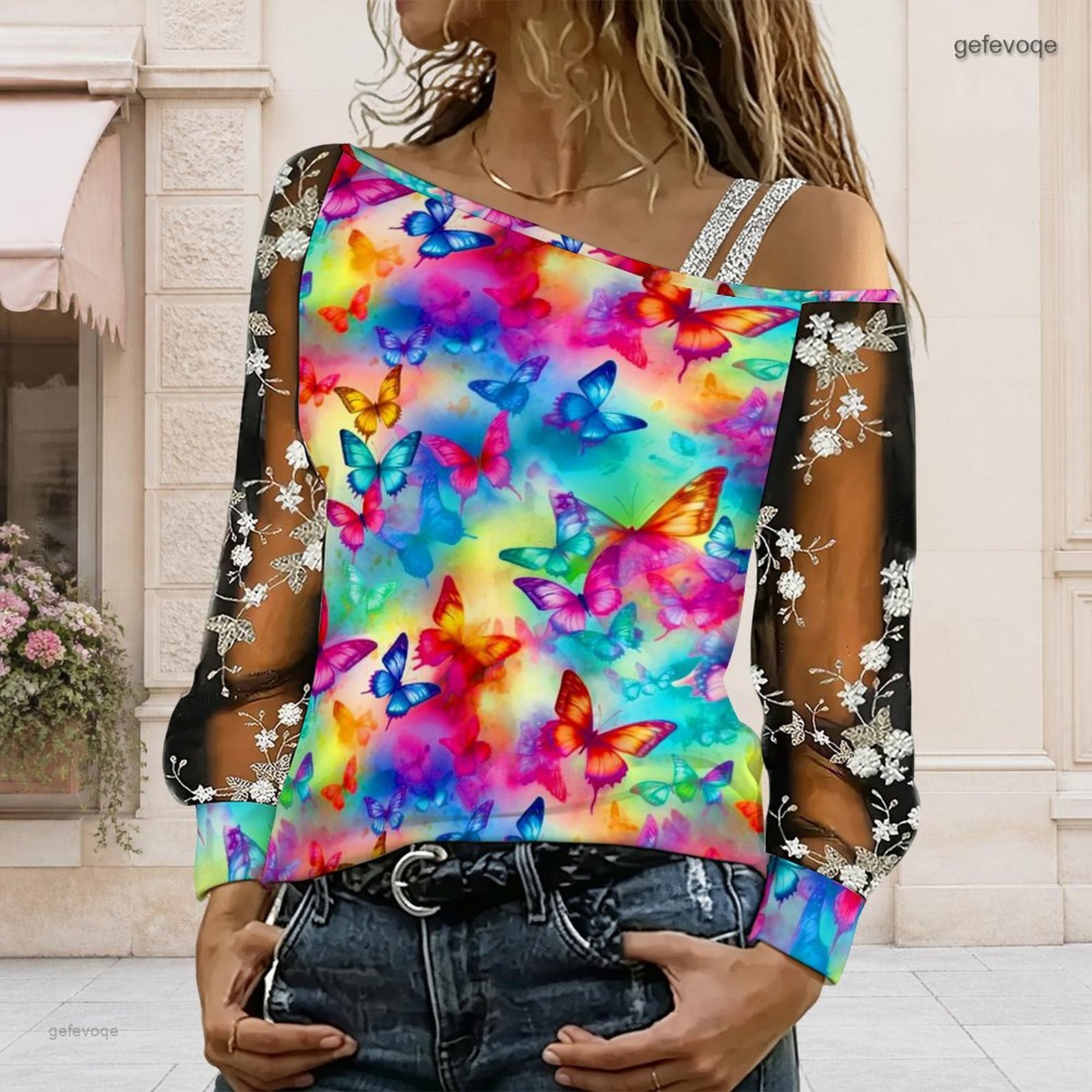 女性用オフショルダーブラウス、アシンメトリーなワンショルダー - Asymmetric Top Women のレビューと価格