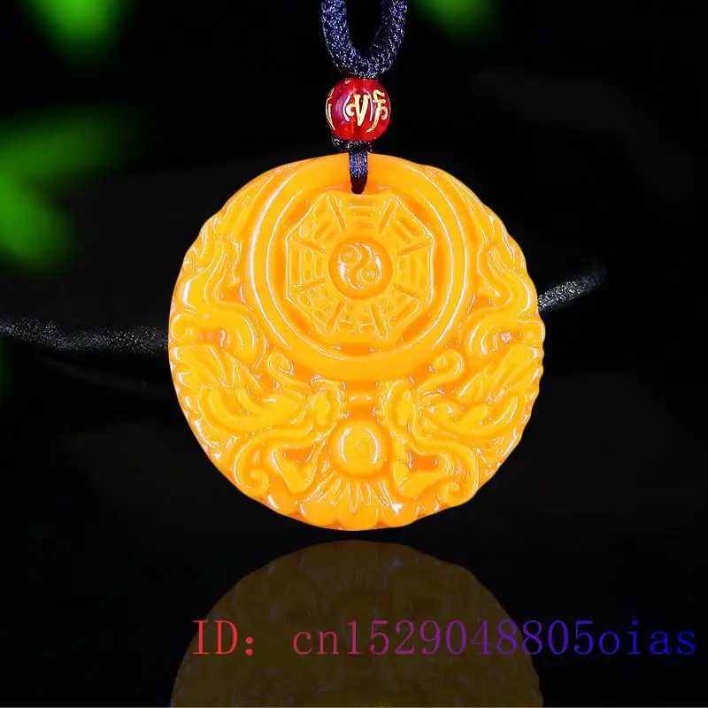 男性と女性のための中国の彫刻が施された黄色の翡翠のドラゴンペ - Women Fashion Necklace のレビューと価格