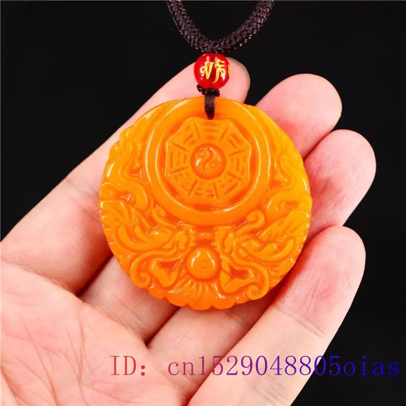 男性と女性のための中国の彫刻が施された黄色の翡翠のドラゴンペ - Women Fashion Necklace のレビューと価格