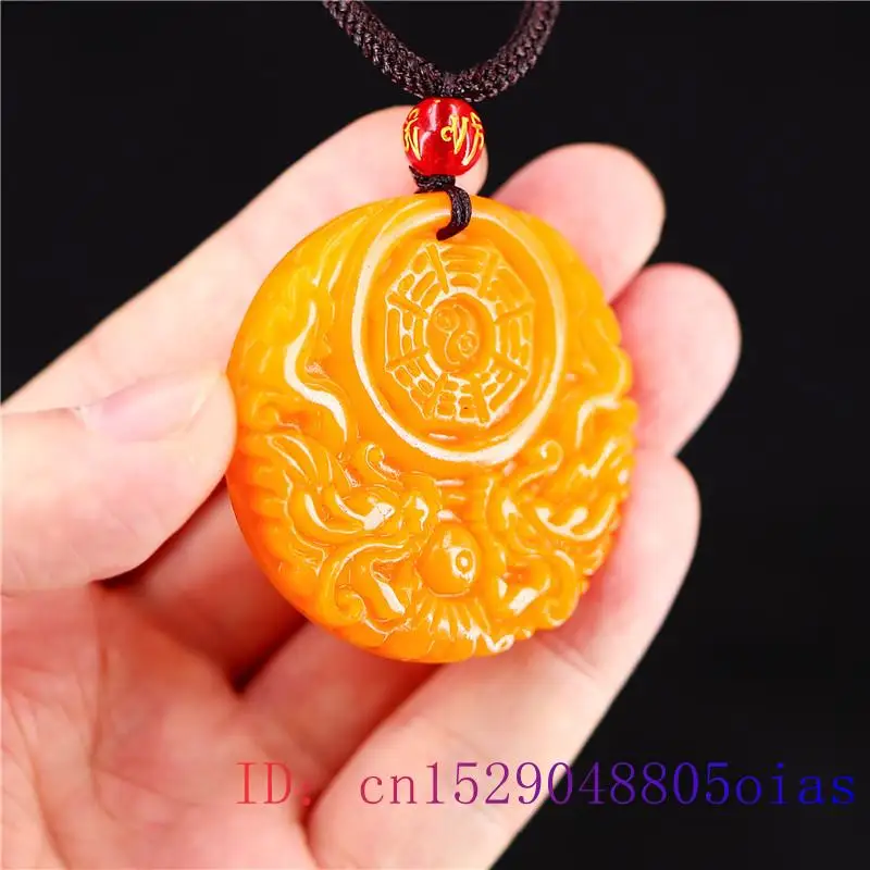 男性と女性のための中国の彫刻が施された黄色の翡翠のドラゴンペ - Women Fashion Necklace のレビューと価格
