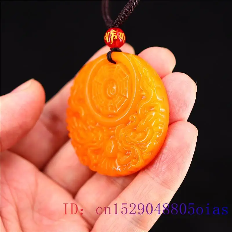 男性と女性のための中国の彫刻が施された黄色の翡翠のドラゴンペ - Women Fashion Necklace のレビューと価格