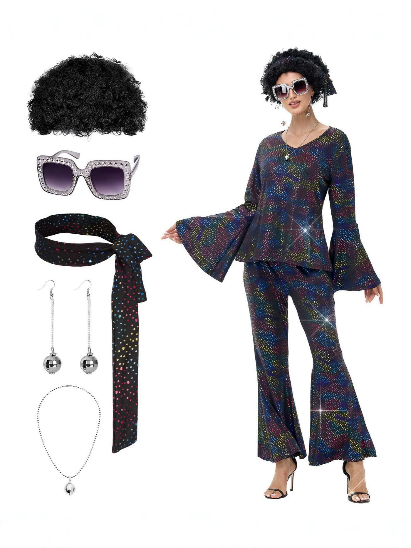 ディスコ 70年代 レトロ コスプレ衣装 女性用 - トップ - Women'S Fashion From The 70S のレビューと価格