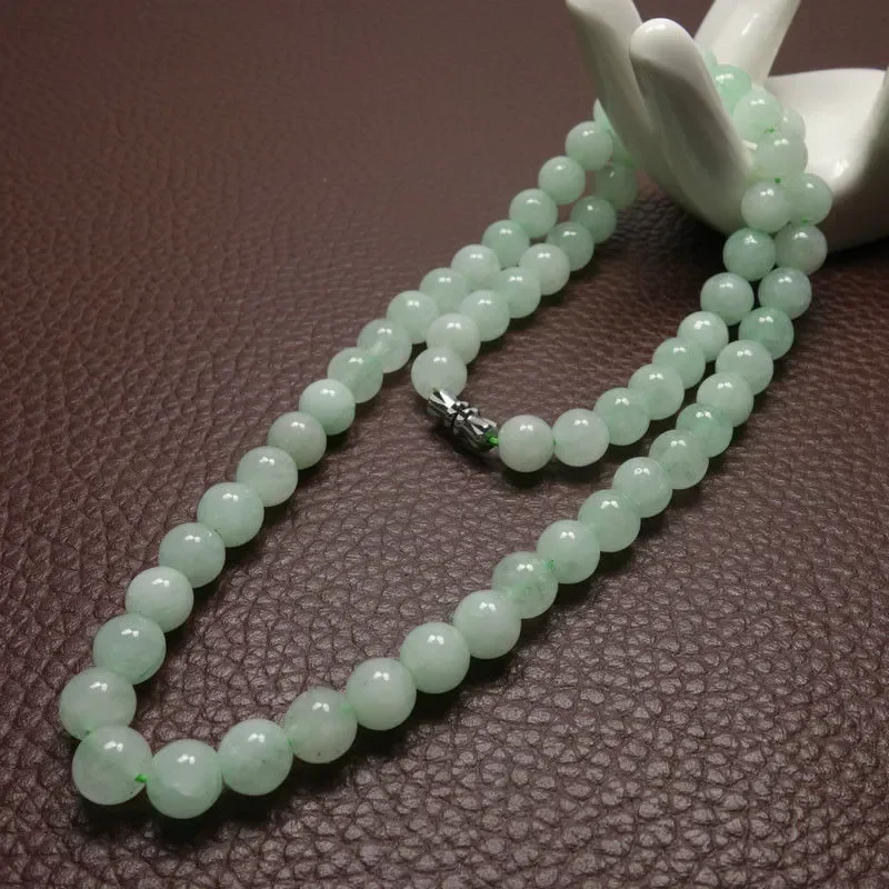 8～10mmの緑色のエメラルドビーズを使用したネックレス。翡 - Women Fashion Necklace のレビューと価格