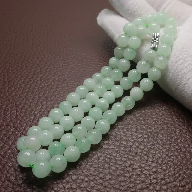 8～10mmの緑色のエメラルドビーズを使用したネックレス。翡 - Women Fashion Necklace のレビューと価格