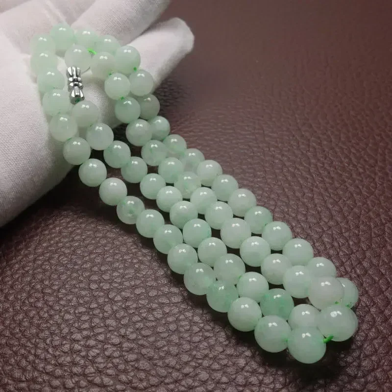 8～10mmの緑色のエメラルドビーズを使用したネックレス。翡 - Women Fashion Necklace のレビューと価格