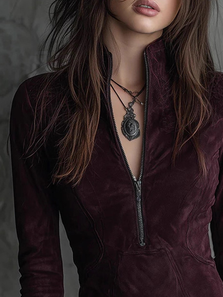 2026年 ハーフジップ スタンドカラー スリム ミニドレス - Women'S Fashion Quarter Zip のレビューと価格