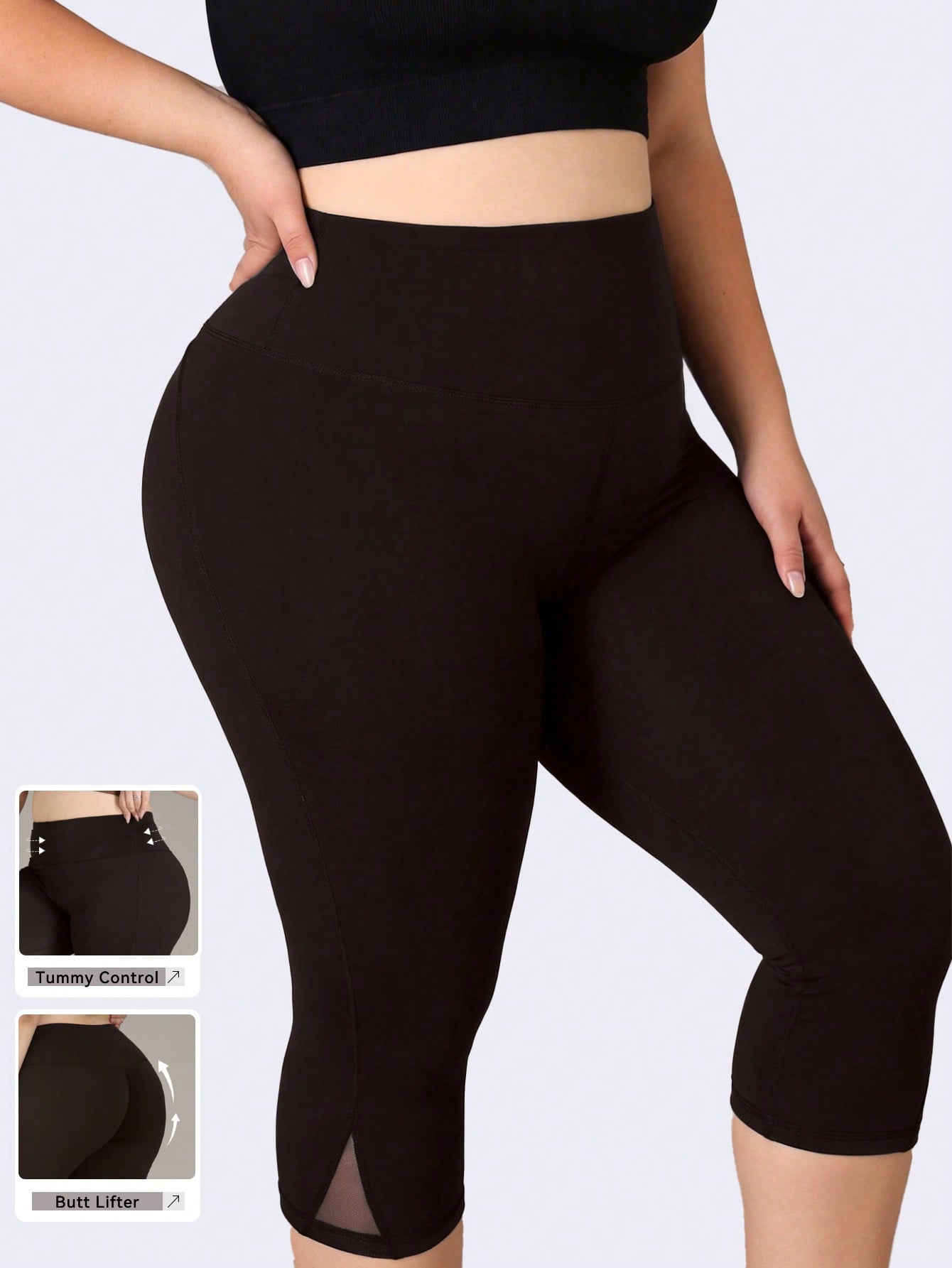 レディース プラスサイズ ジム用レギンス メッシュ切り替え  - High Waist Leggings のレビューと価格