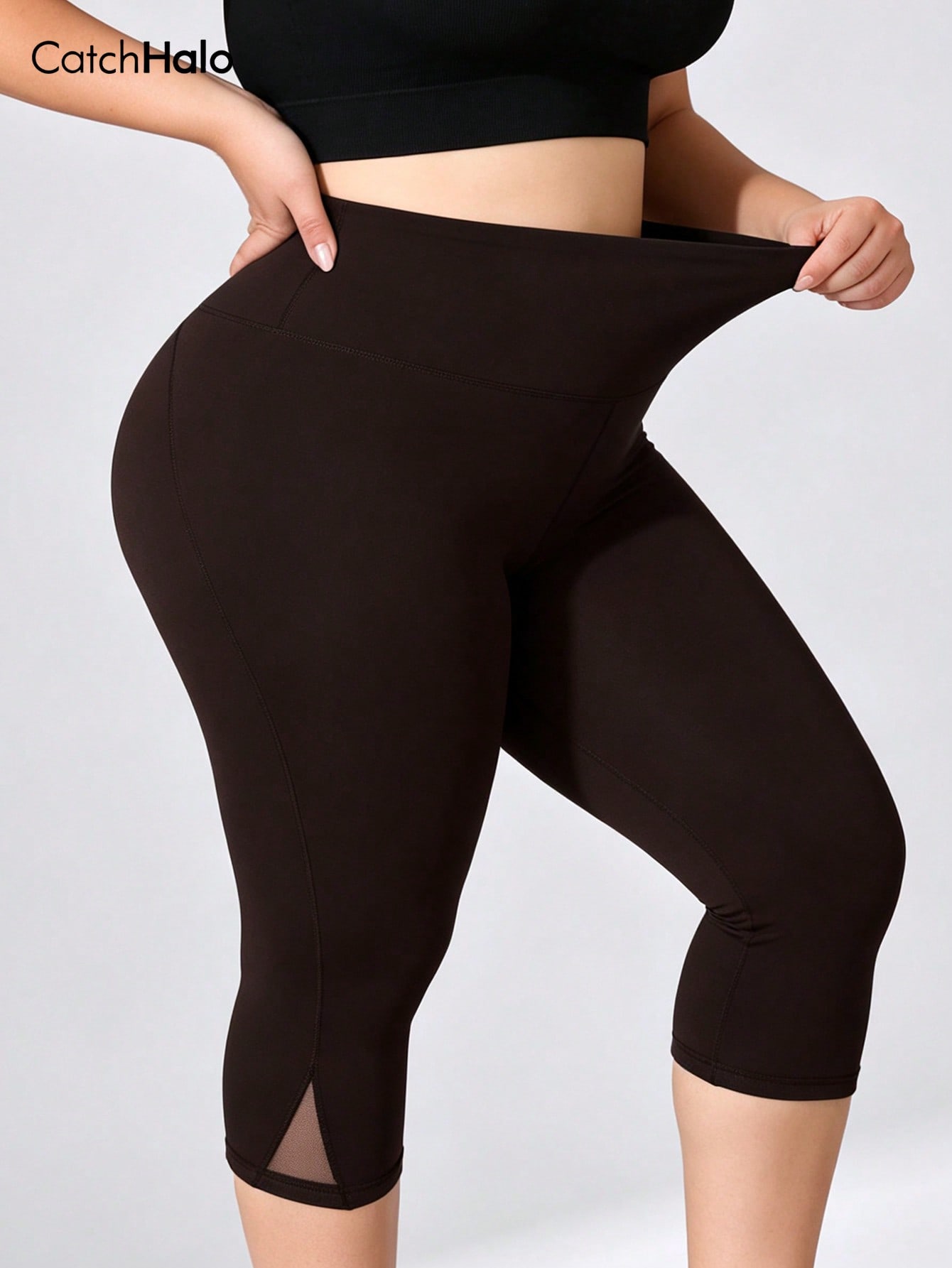 レディース プラスサイズ ジム用レギンス メッシュ切り替え  - High Waist Leggings のレビューと価格