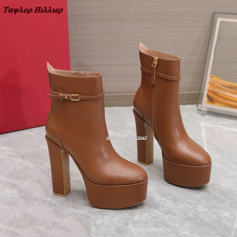 防水レディースラウンドブーツ,厚手のヒールとジッパー付きのラ - Women'S Fashion Rain Boots のレビューと価格