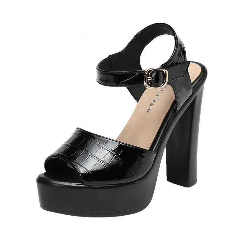 10cm 13cm ファッション本革サンダル 厚底プラットフ - Women Fashion Korean のレビューと価格