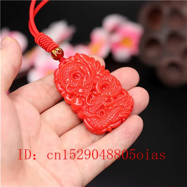 男性と女性のための天然の赤い翡翠石のペンダント,中国の翡翠石 - Women Fashion Necklace のレビューと価格