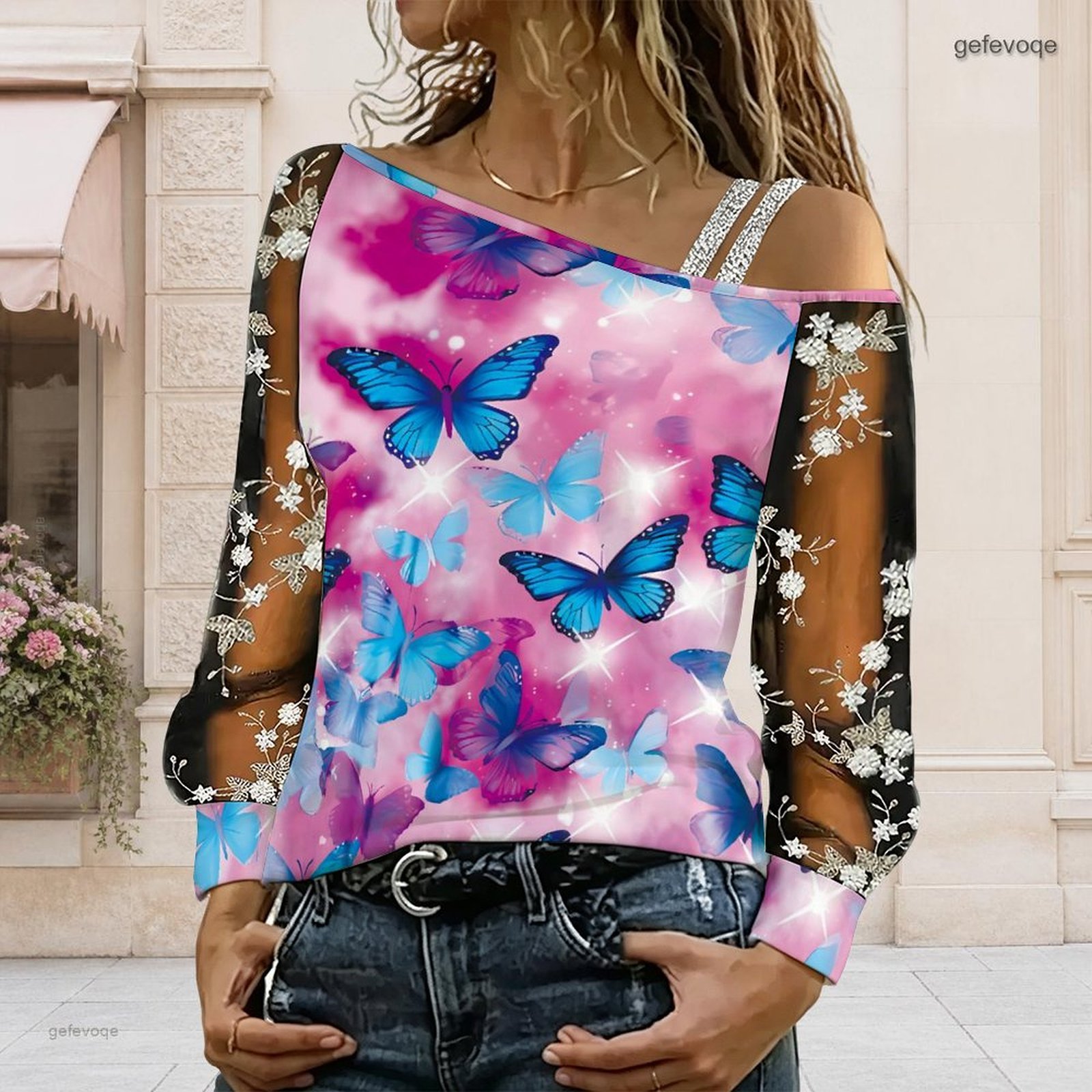 女性用オフショルダーブラウス、アシンメトリーなワンショルダー - Asymmetric Top Women のレビューと価格