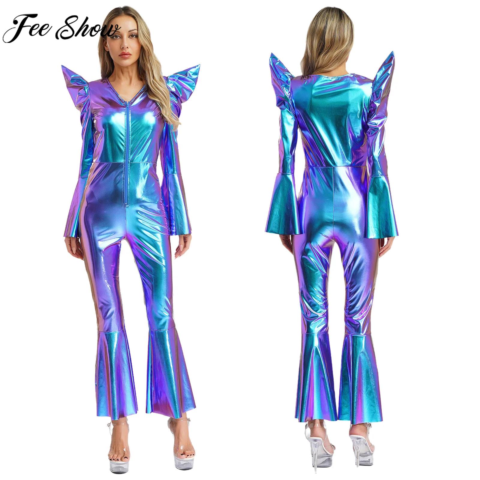 女性 70 年代ディスコヒッピーコスプレ衣装長袖メタリック光 - Women'S Fashion From The 70S のレビューと価格