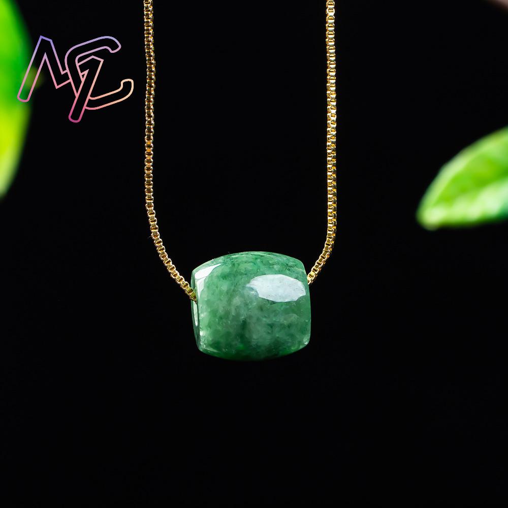 天然本翡翠ビーズペンダントミャンマー翡翠ネックレスデザイナー - Women Fashion Necklace のレビューと価格