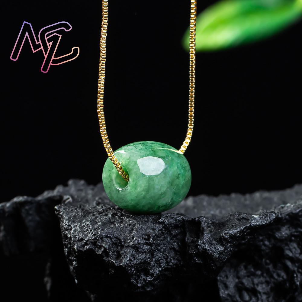 天然本翡翠ビーズペンダントミャンマー翡翠ネックレスデザイナー - Women Fashion Necklace のレビューと価格