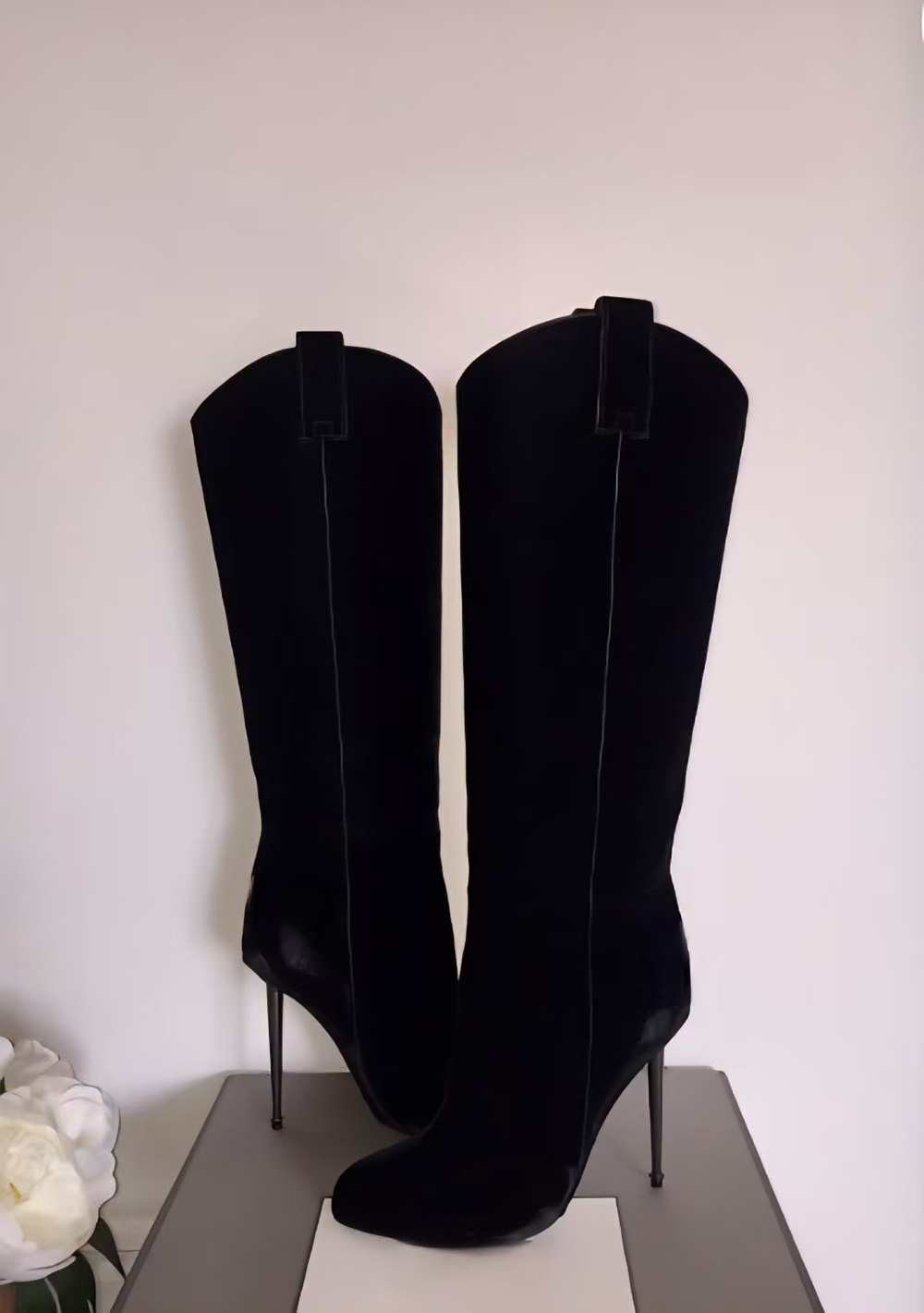 ファッション女性用ブラックベルベットニーハイブーツ、柔らかな - Women'S Fashion Edgy のレビューと価格