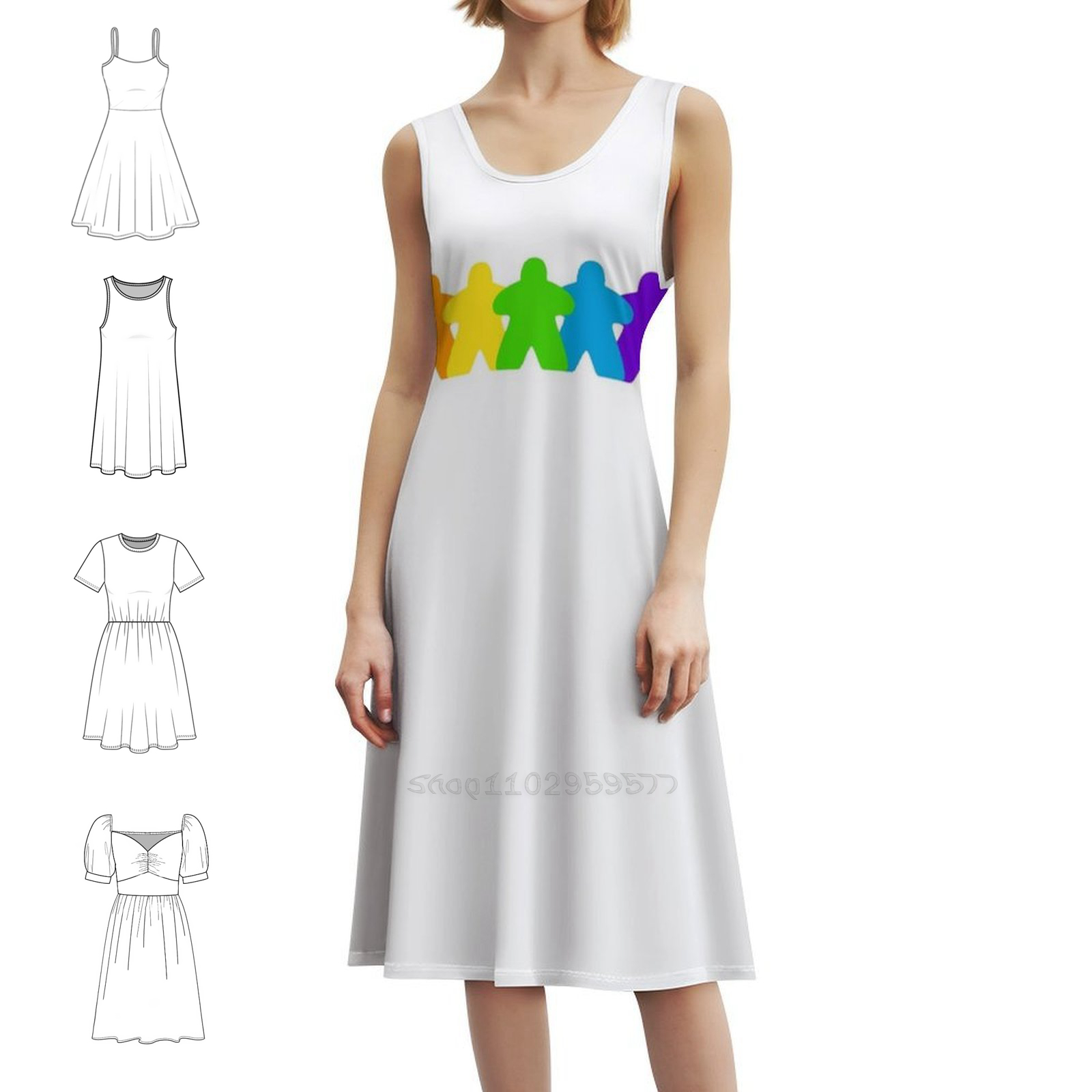 すべての色のミープルズ-ゲイマー プライド レインボー フロ - Smocked Dress Women のレビューと価格