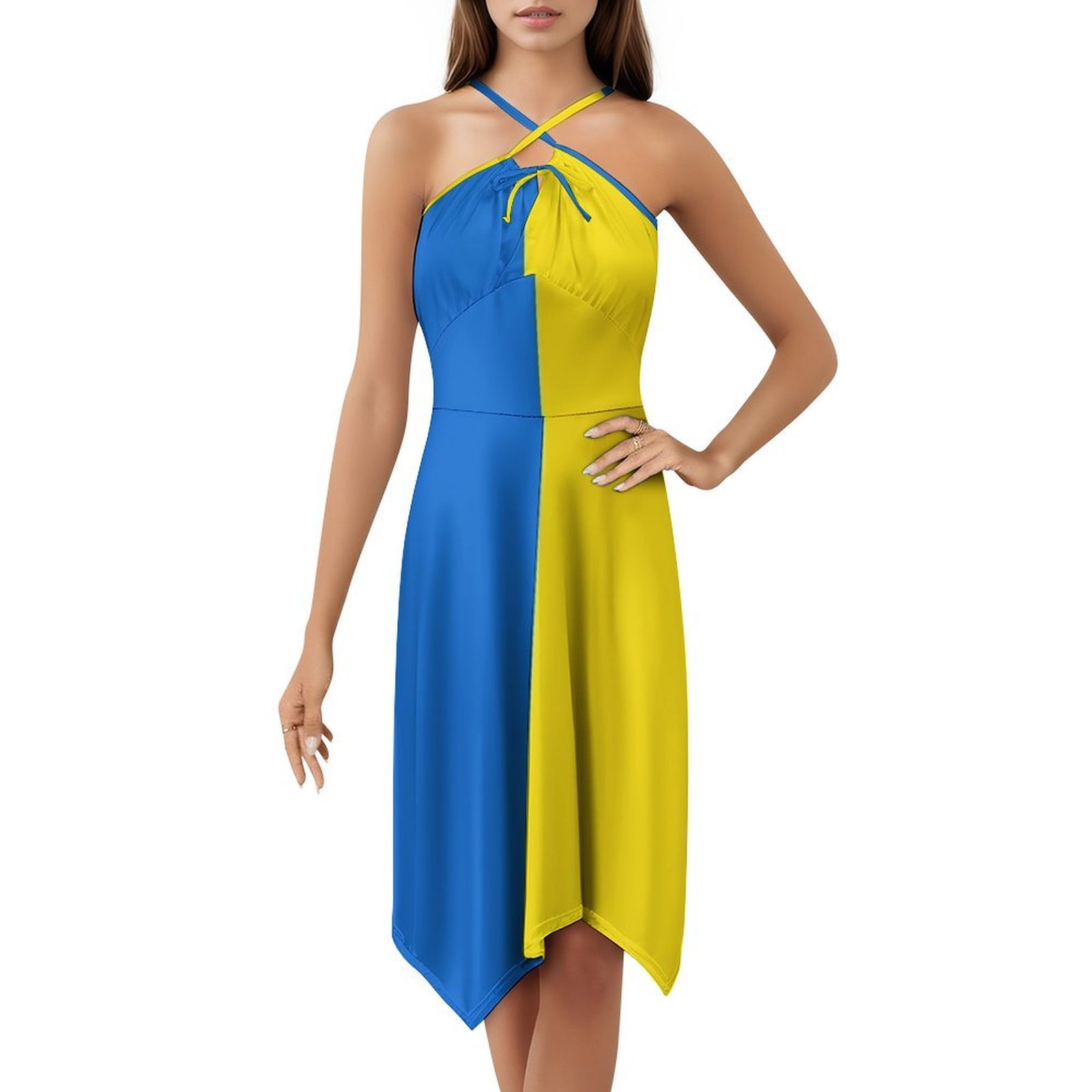 ウクライナ国旗花柄スモックドレス女性のための春夏カジュアルド - Smocked Dress Women のレビューと価格