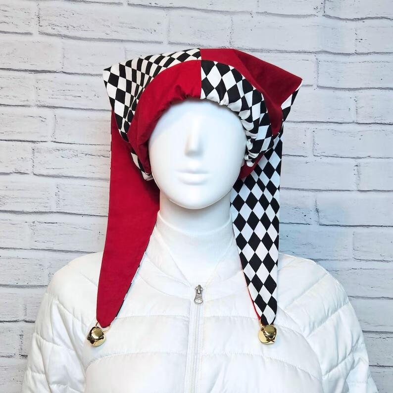 チェス盤格子道化師コスチューム帽子女性ハロウィンパーティーハ - Women'S Fashion Hats のレビューと価格